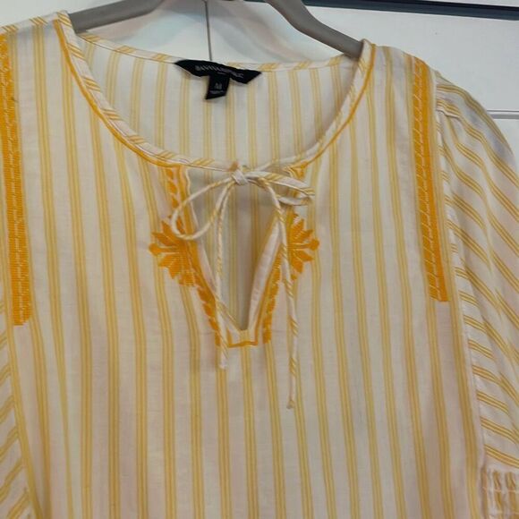 Banana Republic yellow striped embroidered detail blouse M - Picture 4 of 10